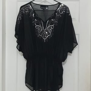 ⚡Flash Sale⚡Sheer Black Sequined Blouse